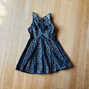 Free people black/ white cotton lace dress